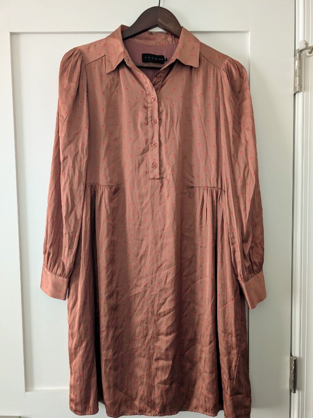 Hatch satin copper dot print maternity dress 0 XS